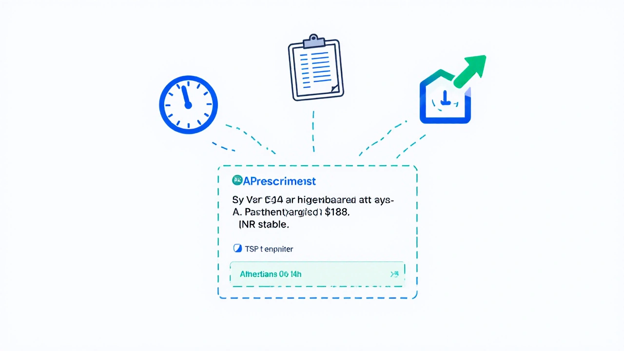 Digital message from pharmacist to prescriber showing generic substitution with clinical and cost data.