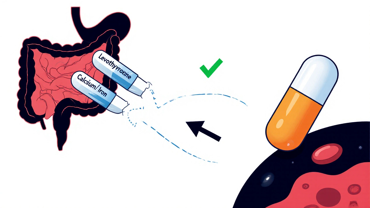 Magnets binding thyroid medication and supplements, blocking absorption.