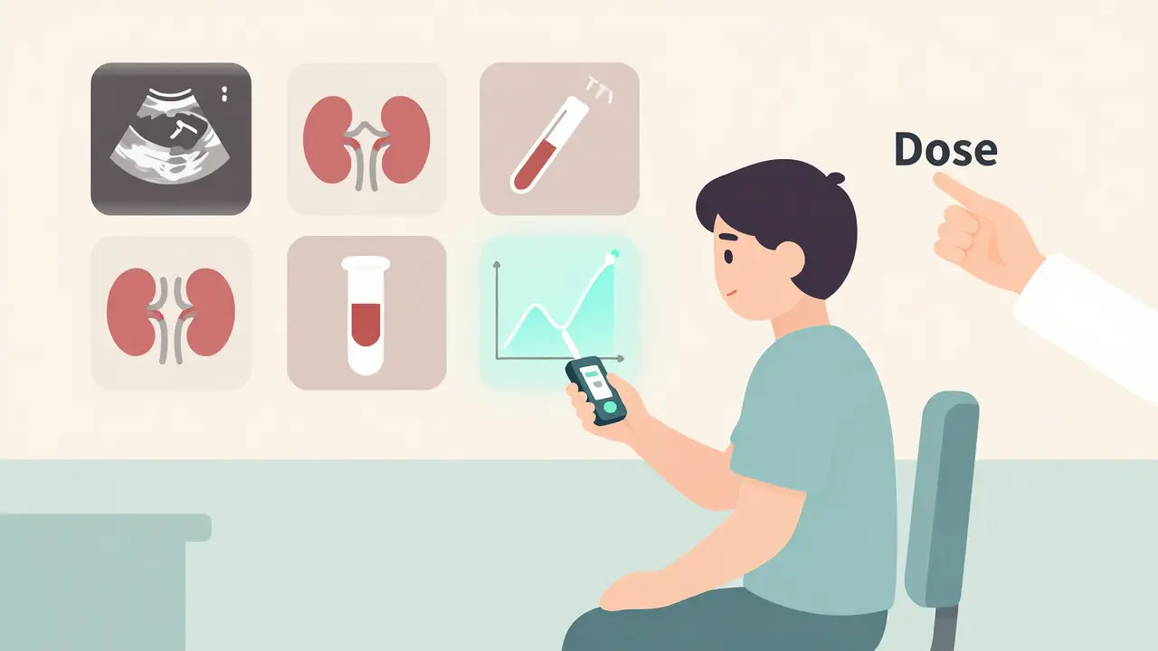 Patient breathing into a device while TTV levels are displayed, with medical icons in background.