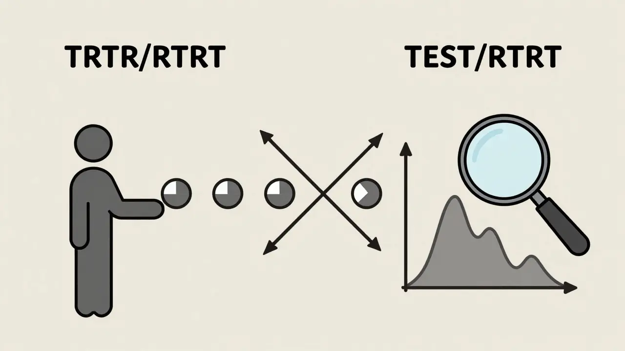 Single figure receiving four doses in alternating order, with circular arrows and a concentration graph in minimalist style.