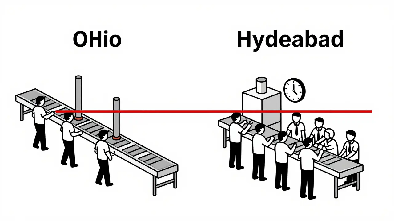 Contrasting drug factories in USA and India as inspection notice deadline approaches.