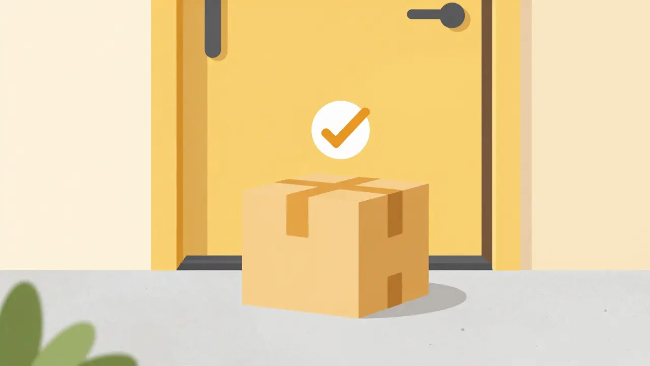 A verified medication package delivered to a home doorstep