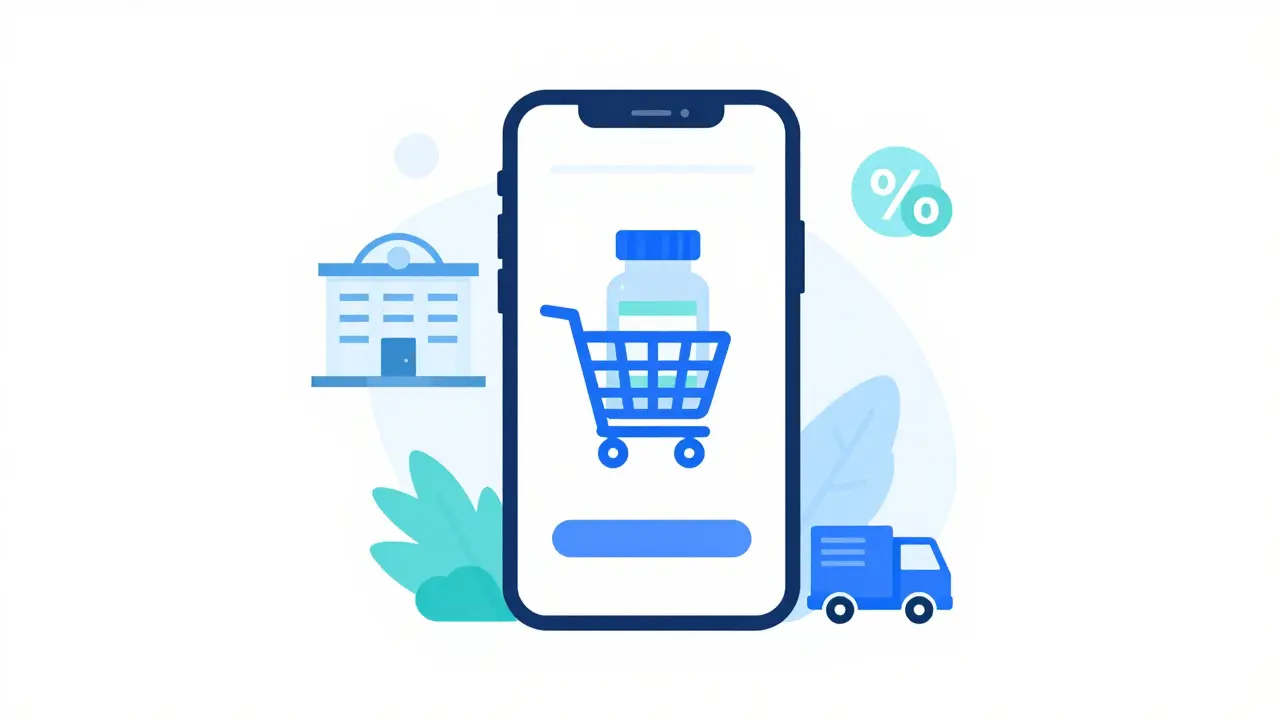 Smartphone screen showing an online pharmacy shopping interface
